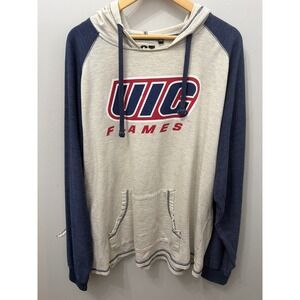 Stadium Athletics UIC Flames Hoodie Mens XL Gray Navy Blue Raglan Pullover Sweat